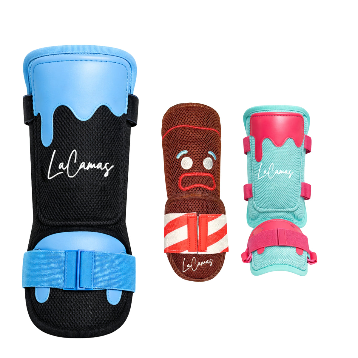 Baseball Leg Guard for Batting (Youth & Adult) | Shin & Ankle Protection | Right & Left-Handed Hitters | Adjustable, Lightweight | Drip Design (Gingerbread & Ice Cream)