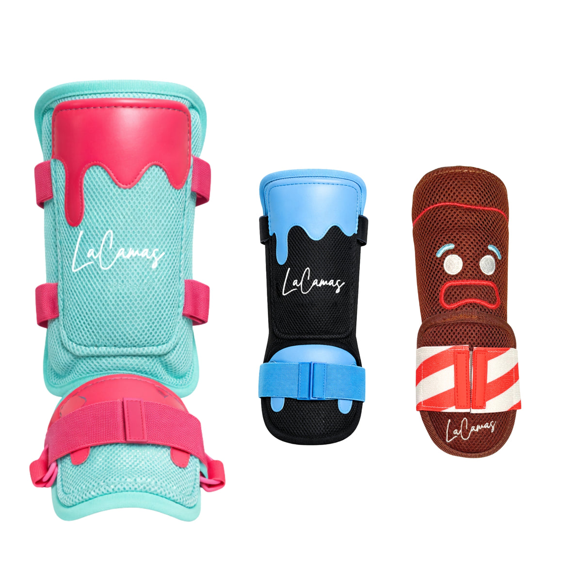 Baseball Leg Guard for Batting (Youth & Adult) | Shin & Ankle Protection | Right & Left-Handed Hitters | Adjustable, Lightweight | Drip Design (Gingerbread & Ice Cream)