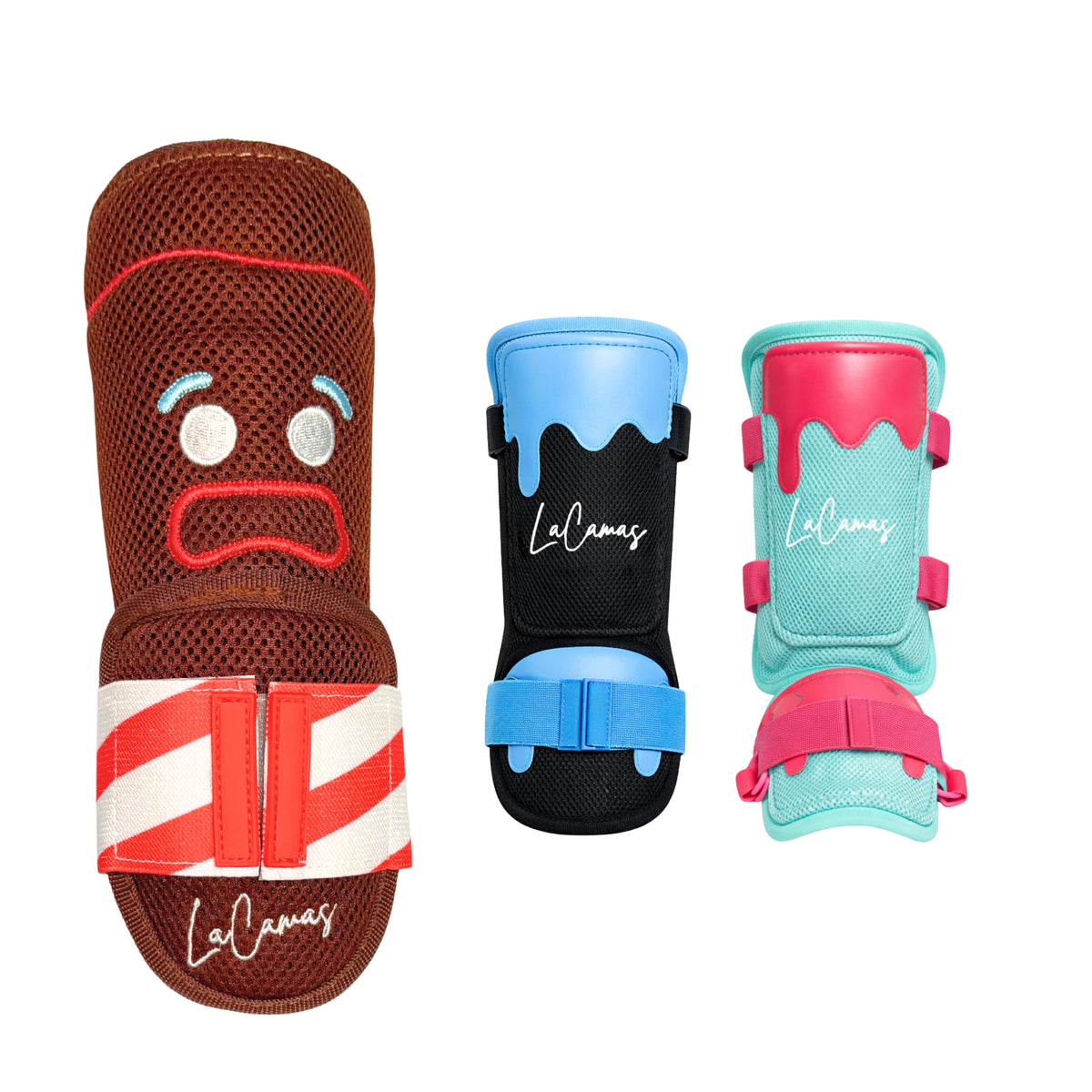 Baseball Leg Guard for Batting (Youth & Adult) | Shin & Ankle Protection | Right & Left-Handed Hitters | Adjustable, Lightweight | Drip Design (Gingerbread & Ice Cream)